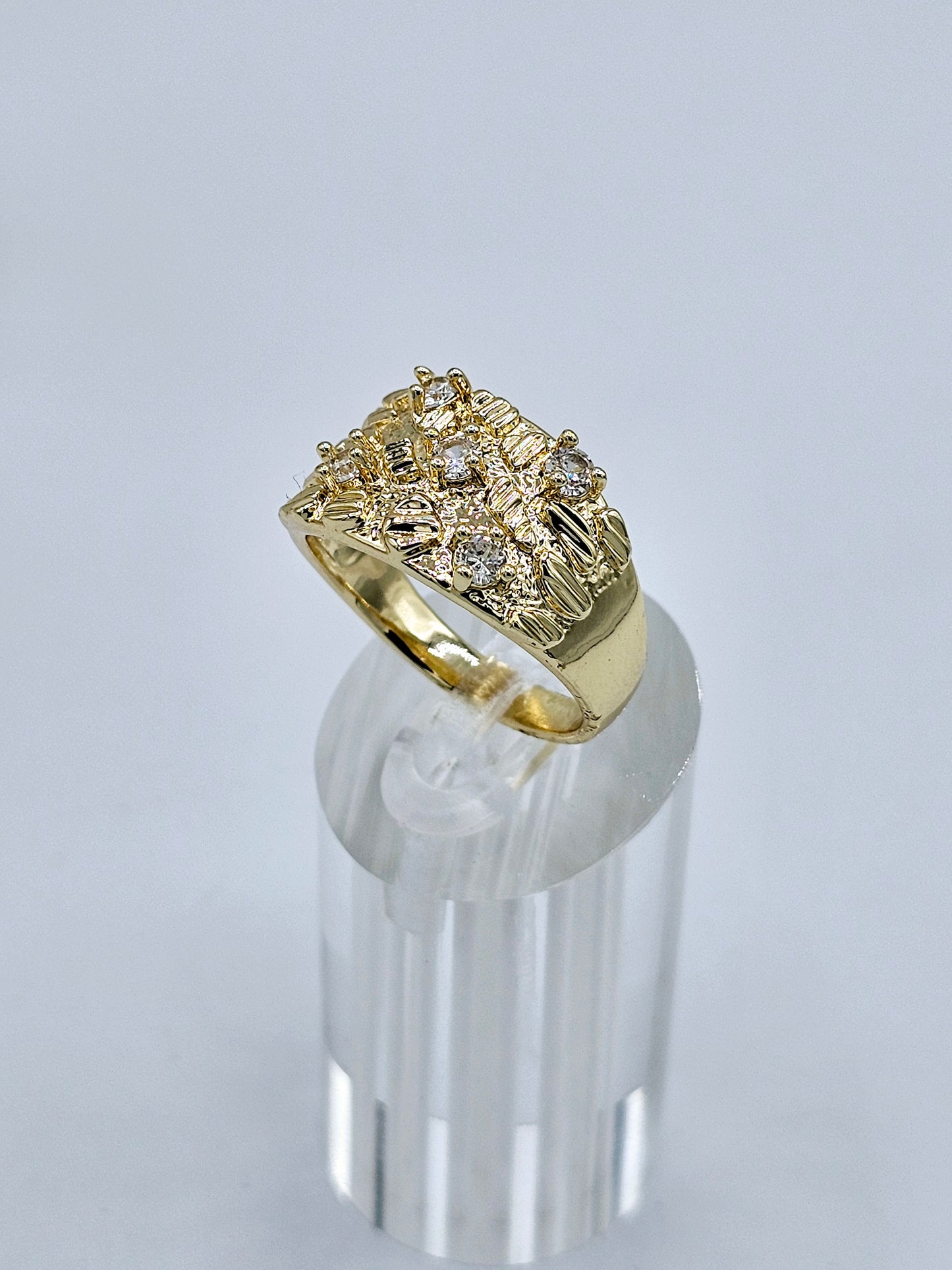 Anillo Nugget 3 Baño de Oro 14k