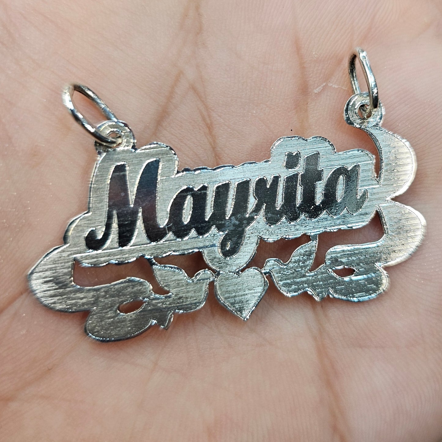 Nombre Personalizado en Plata 925 Estilo Doble Paloma & Corazon