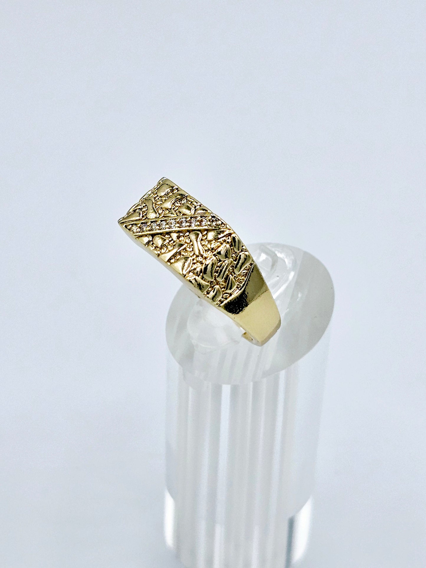 Anillo Nugget 2 Baño de Oro 14k