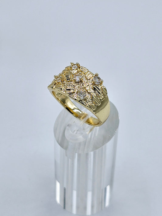 Anillo Nugget 3 Baño de Oro 14k