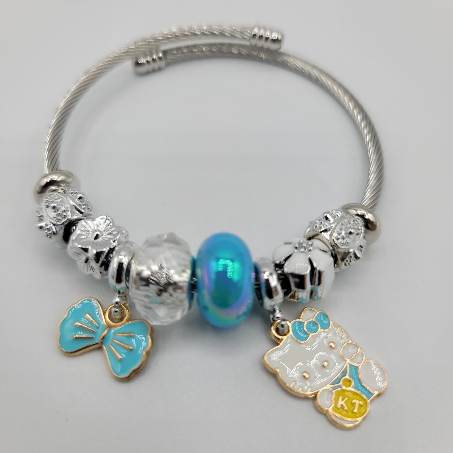 SS Pulsera Inspirada en Pandora Dorada - Gatita Azul