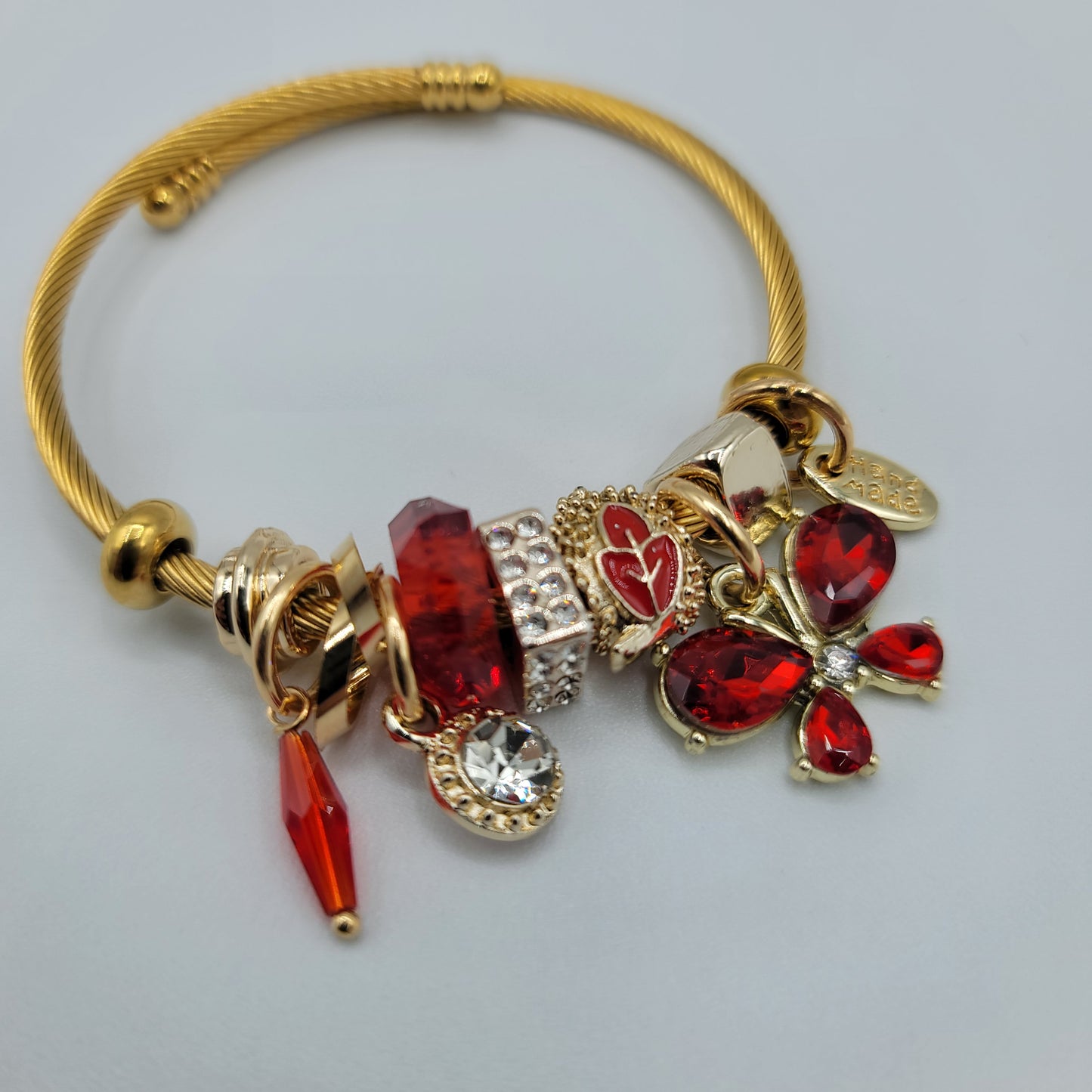 SS Pulsera Inspirada en Pandora Dorada - Mariposa Roja