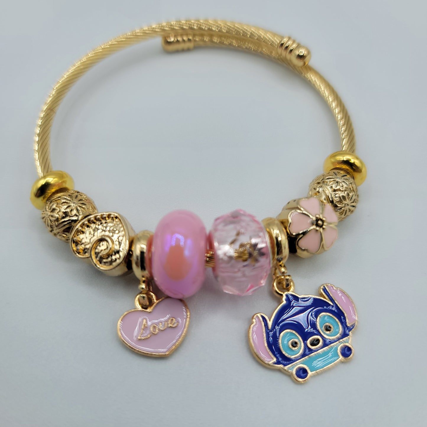 SS Pulsera Inspirada en Pandora Dorada - Baby Stitch